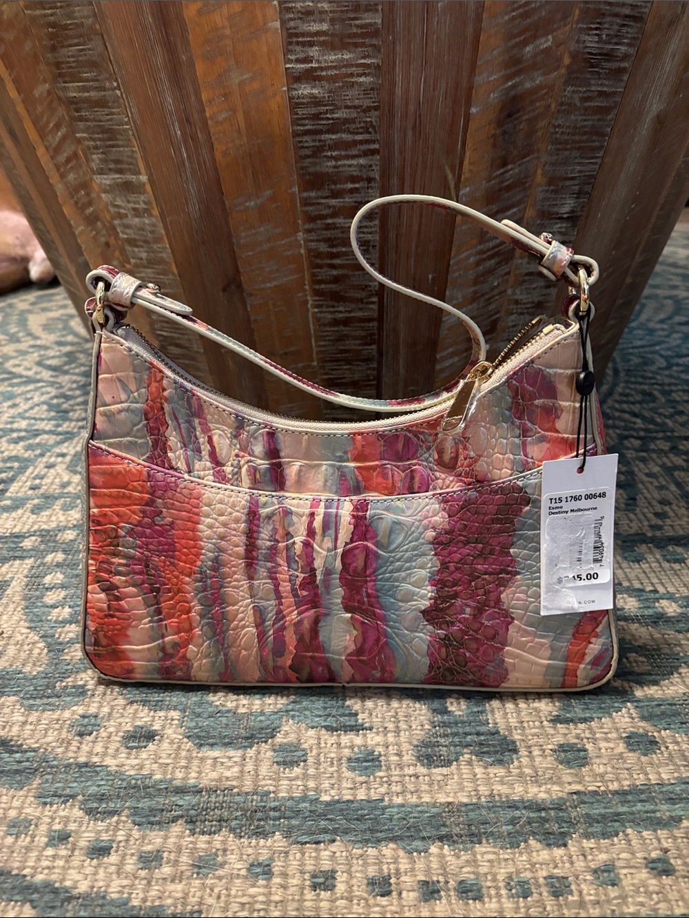 Brahmin Pink Multicolor Textured Shoulder Bag